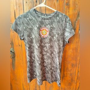 Adidas Med Grey Steel Grey Louisiana Ragin Cajun Logo Shirt.